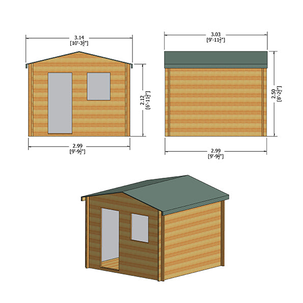 Shire Avesbury 19mm Log Cabin (10x10) AVES1010L19-1AA - Outside Store