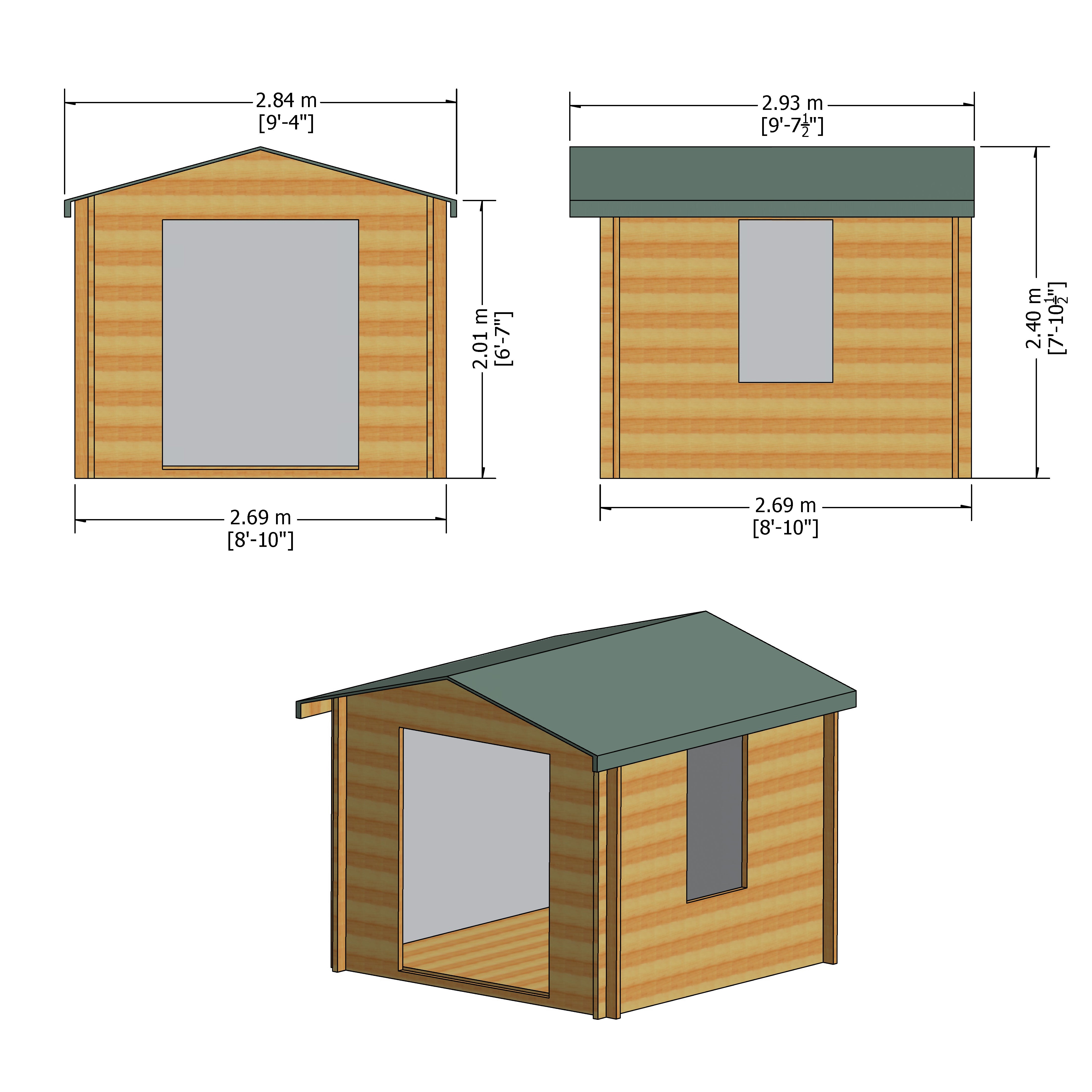 Shire Barnsdale 19mm Log Cabin (9x9) BARS0909L19-1AA 5060437988772 - Outside Store