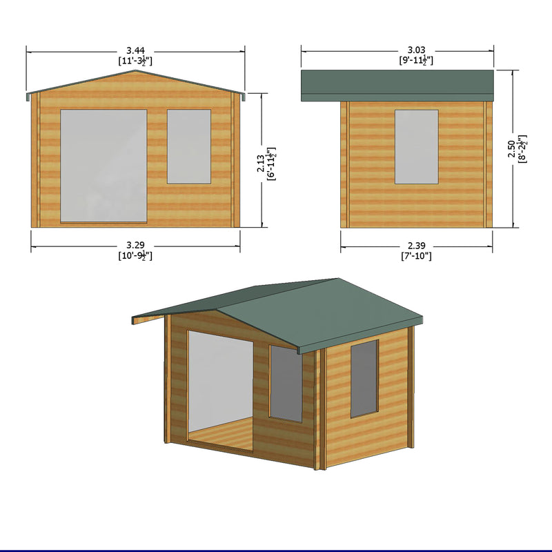 Shire Berryfield 19mm Log Cabin (11x8) BERR1108L19-1AA 5060437984514 - Outside Store