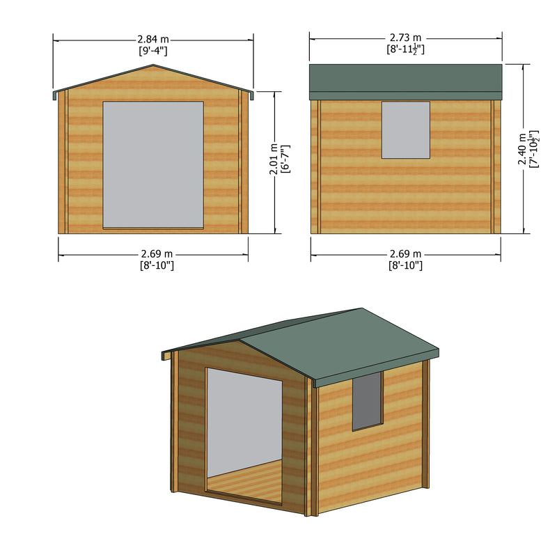 Shire Bradley 19mm Log Cabin (9x9) BRLY0909L19-1AA  5060437984507 - Outside Store