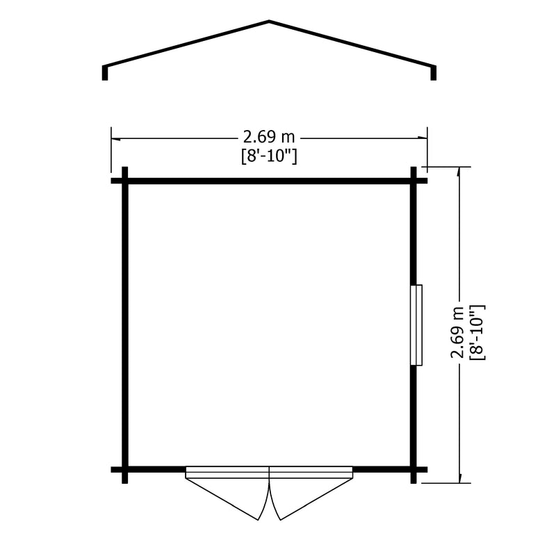 Shire Bradley 19mm Log Cabin (9x9) BRLY0909L19-1AA  5060437984507 - Outside Store