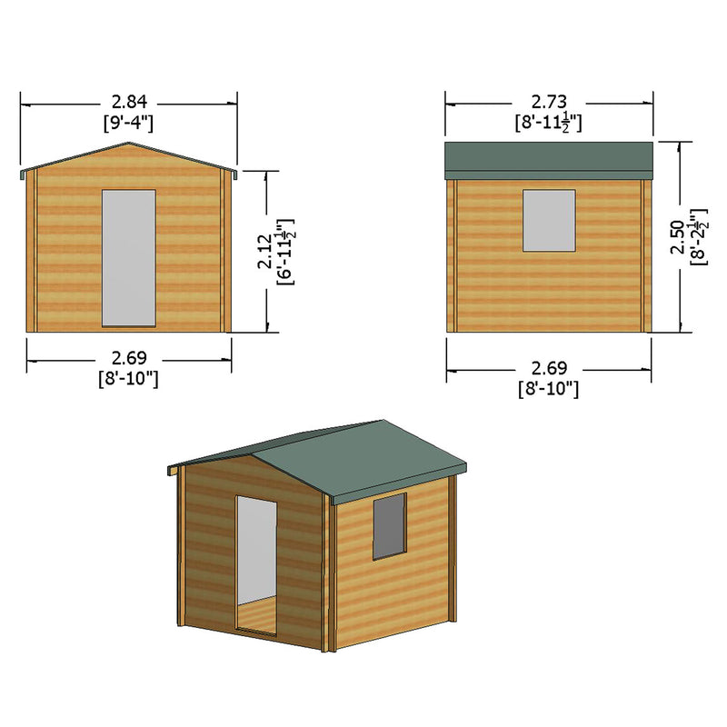 Shire Camelot 19mm Log Cabin (9x9) CAME0909L19-1AA 5060437984446 - Outside Store