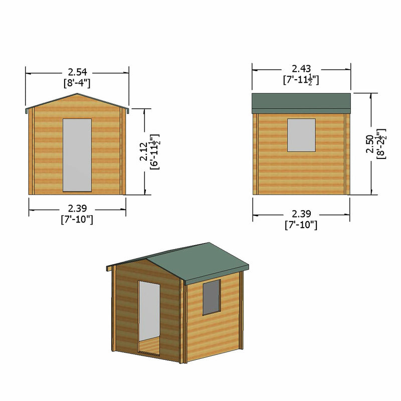 Shire Danbury 19mm Log Cabin (8x8) DANB0808L19-1AA 5060437988826 - Outside Store