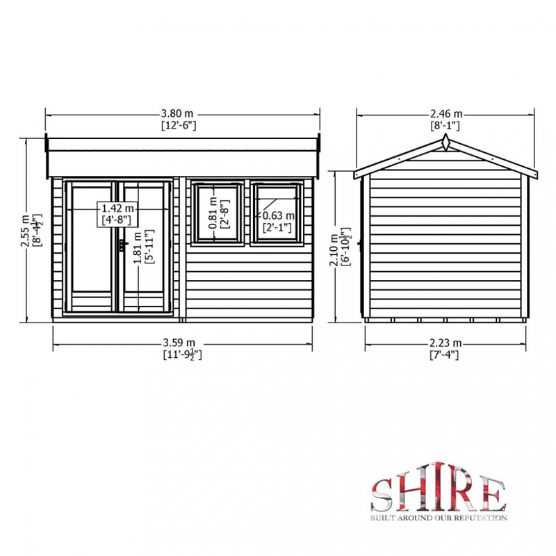 Shire Garden Studio Office Summerhouse (12x7) GDNO1207DLL-1AA 5060490131207