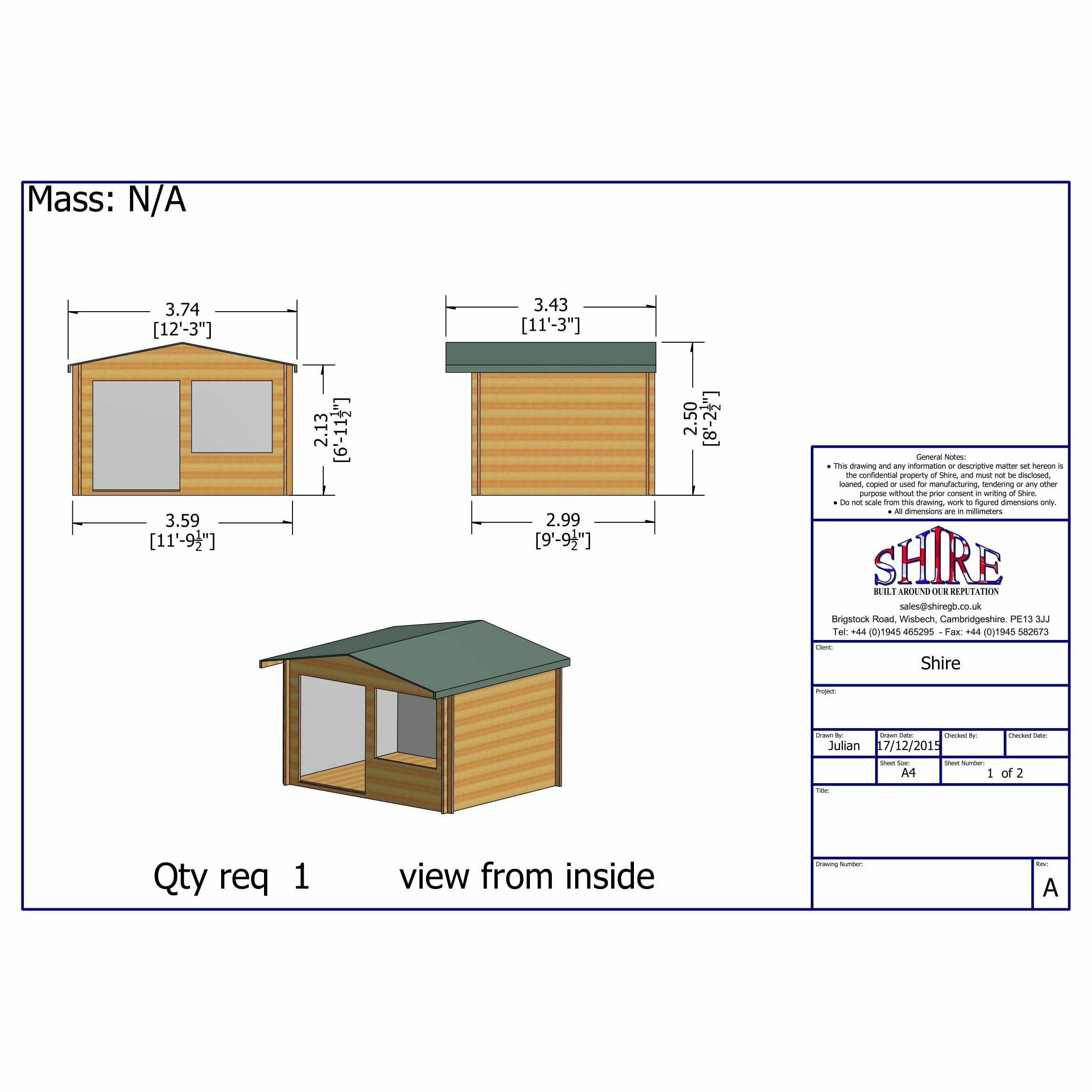 Shire Hale 28mm Log Cabin (12x10) HALE1210L28-1AA - Outside Store