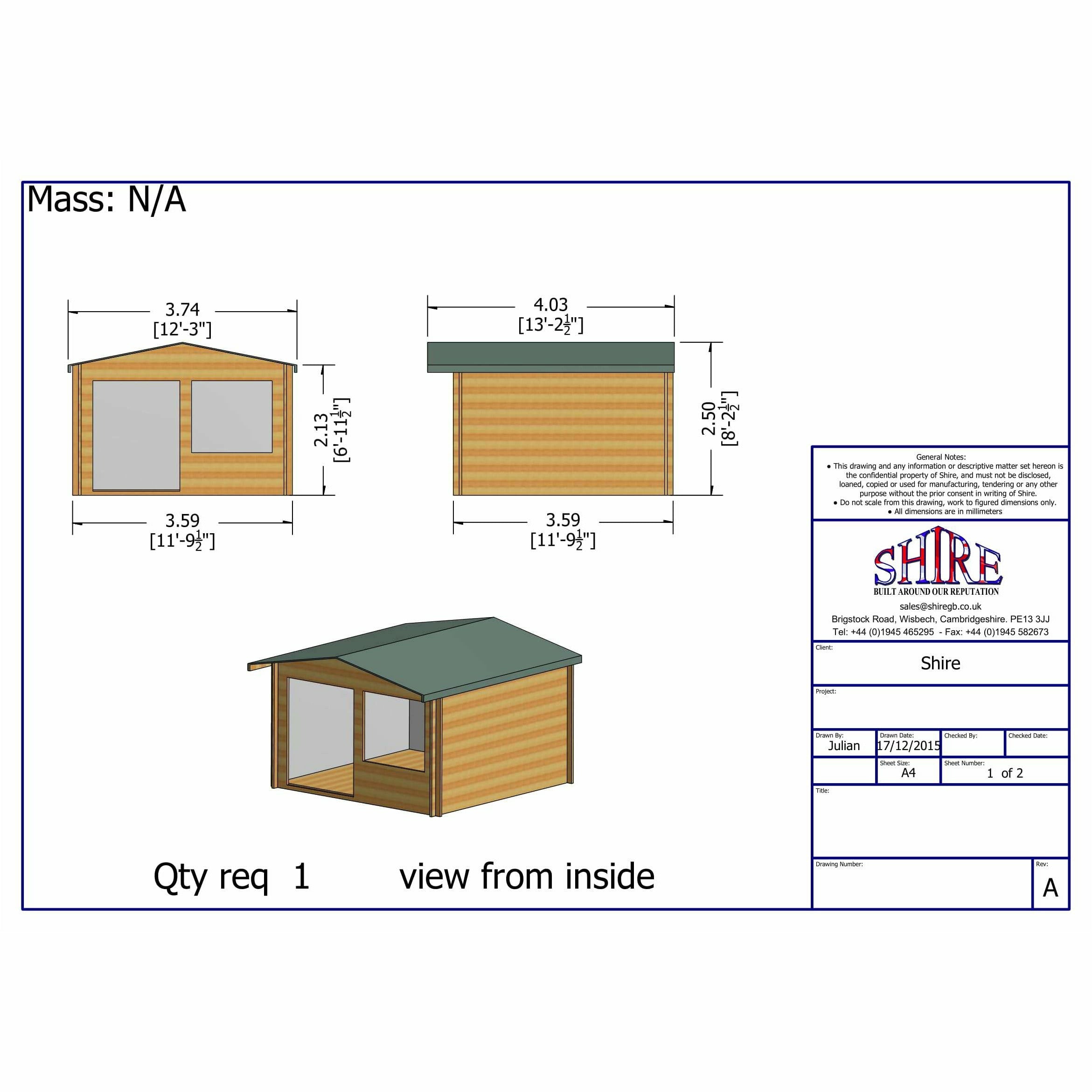 Shire Hale 28mm Log Cabin (12x12) HALE1212L28-1AA - Outside Store