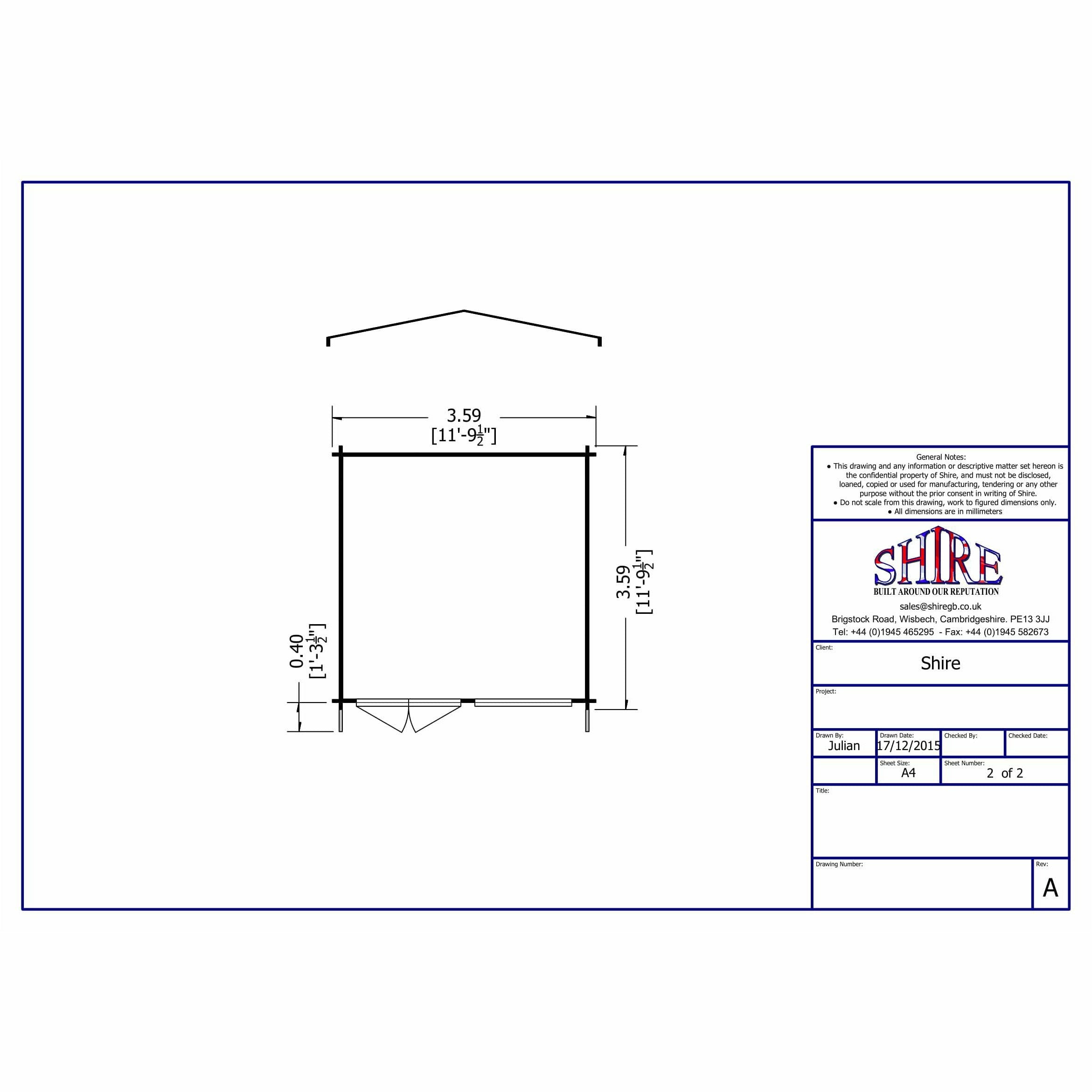 Shire Hale 28mm Log Cabin (12x12) HALE1212L28-1AA - Outside Store