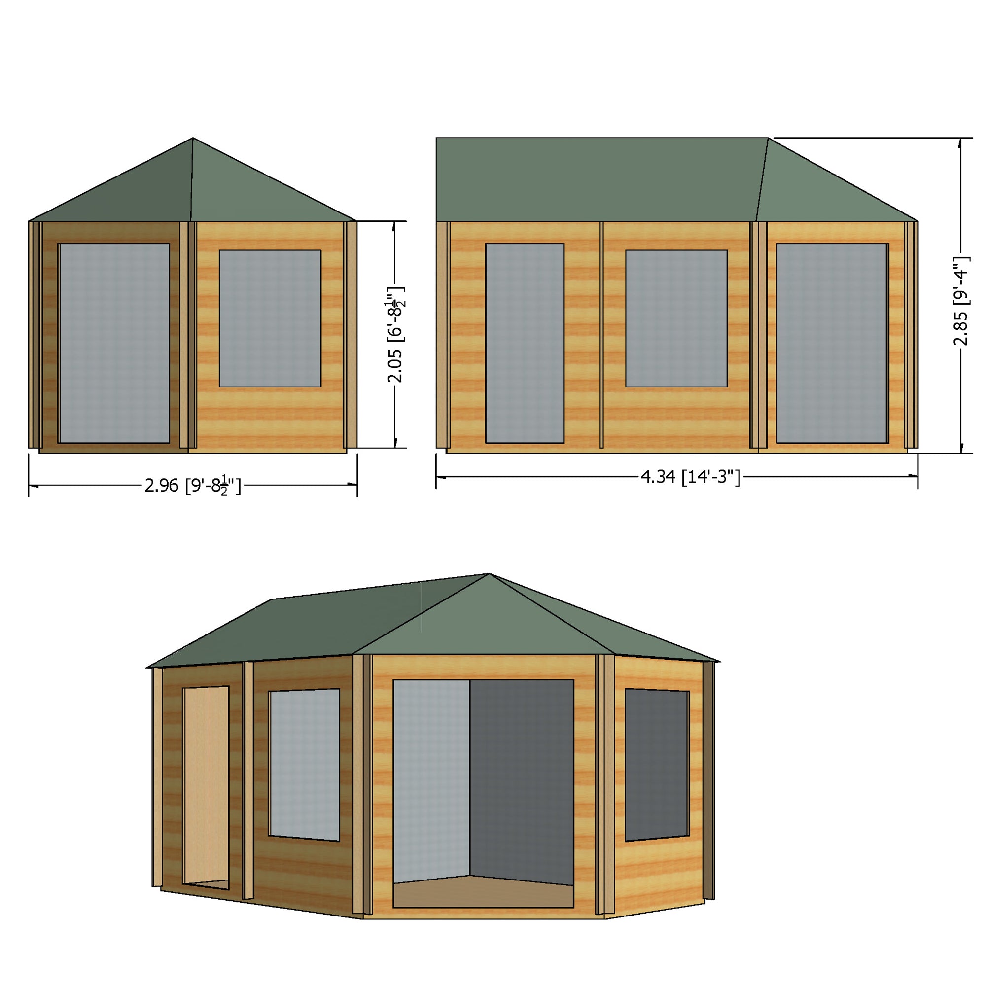 Shire Leygrove 28mm Corner Log Cabin (10x14) LEYG1014L28-1AA - Outside Store