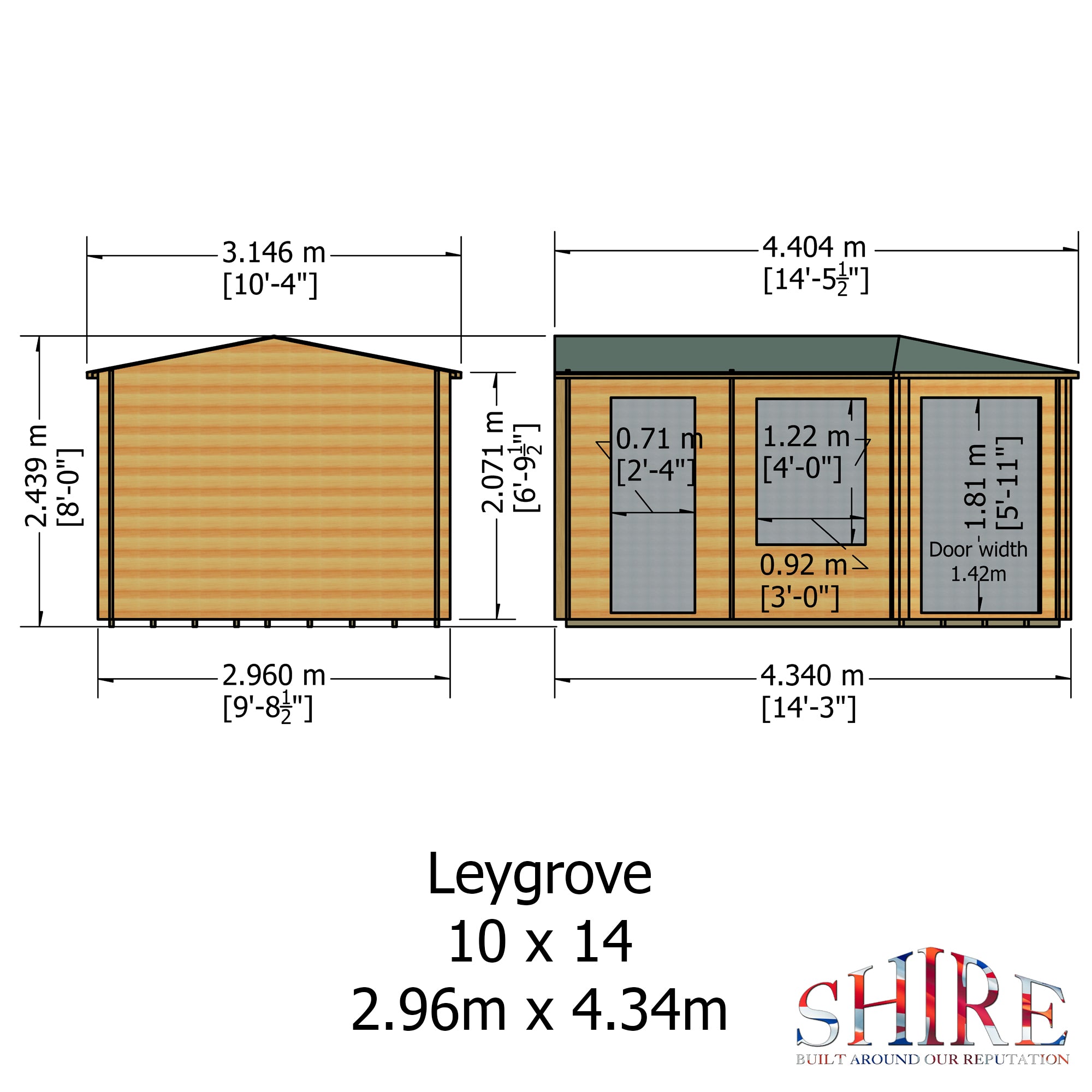 Shire Leygrove 28mm Corner Log Cabin (10x14) LEYG1014L28-1AA - Outside Store