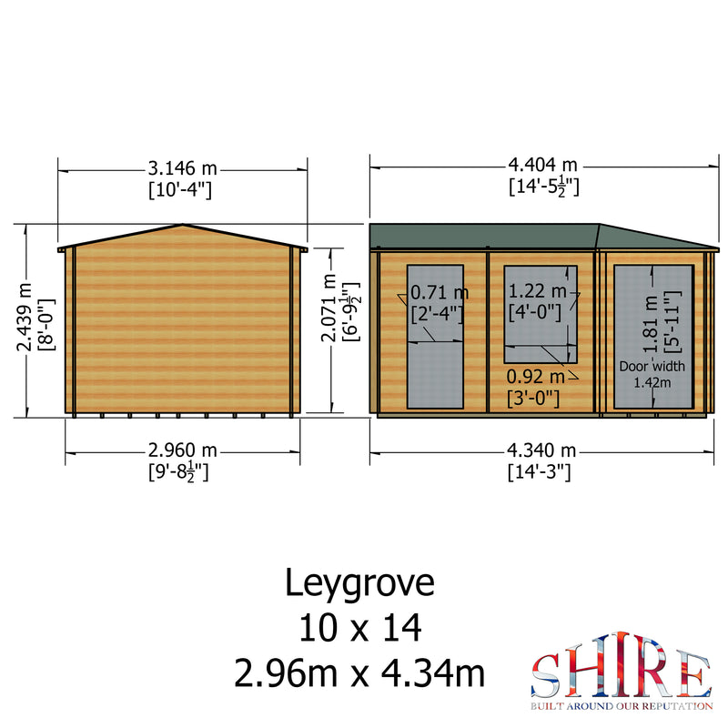 Shire Leygrove 28mm Corner Log Cabin (10x14) LEYG1014L28-1AA - Outside Store