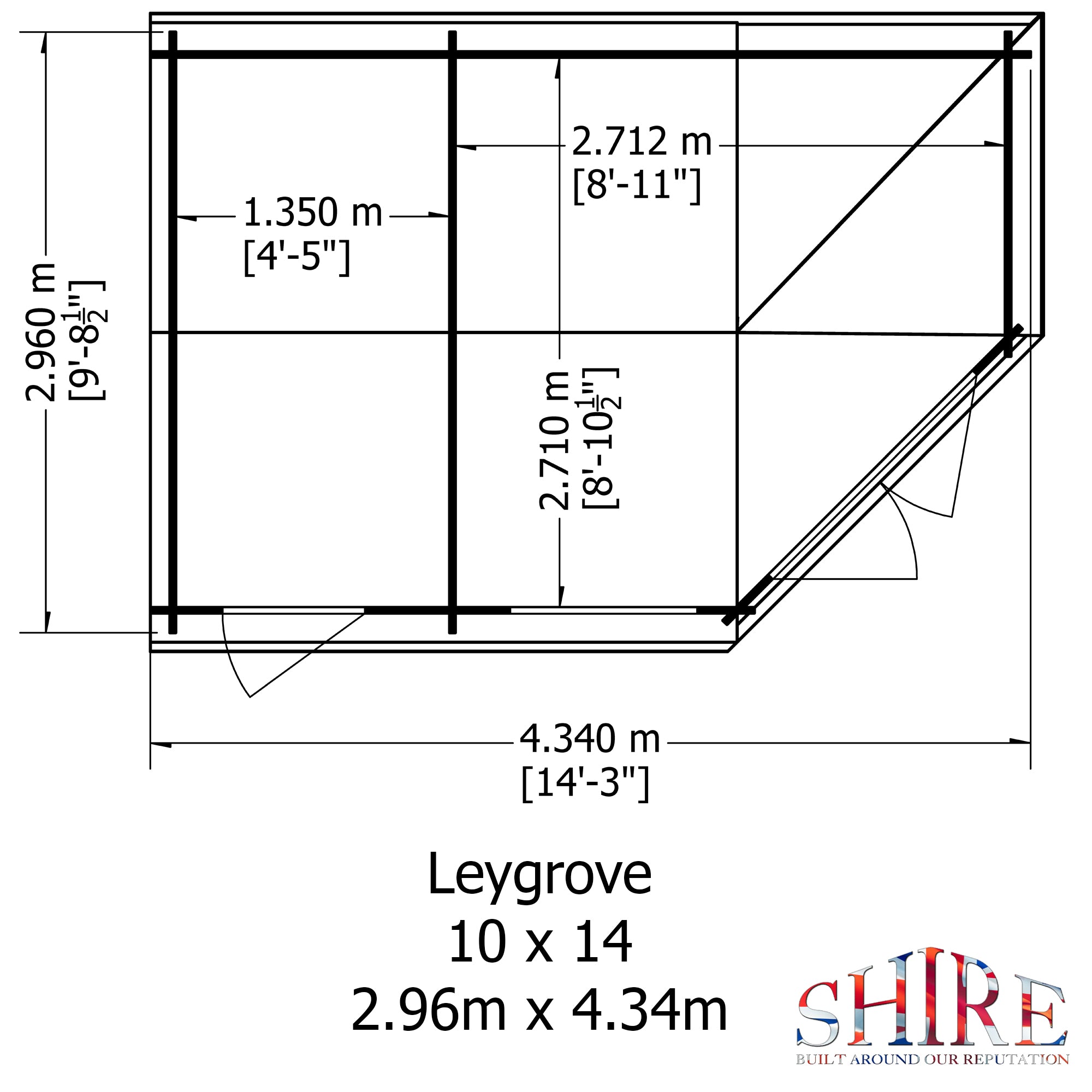 Shire Leygrove 28mm Corner Log Cabin (10x14) LEYG1014L28-1AA - Outside Store