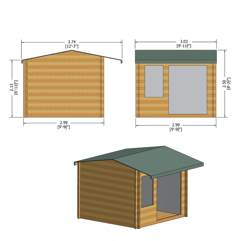 Shire Marlborough 28mm Log Cabin (10x10) MARL1010L28-1AA - Outside Store