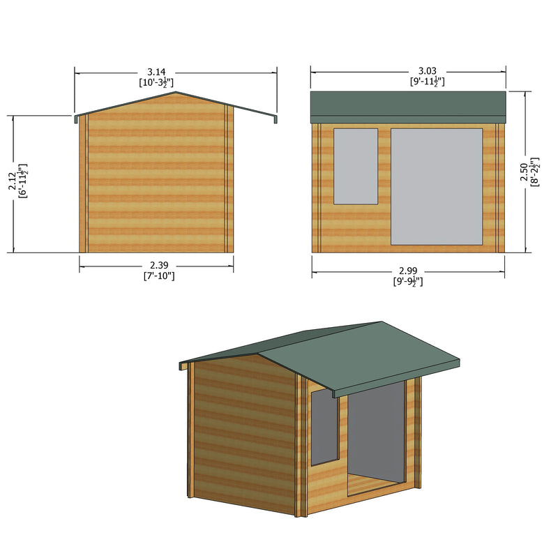 Shire Marlborough 28mm Log Cabin (8x10) MARL0810L28-1AA - Outside Store
