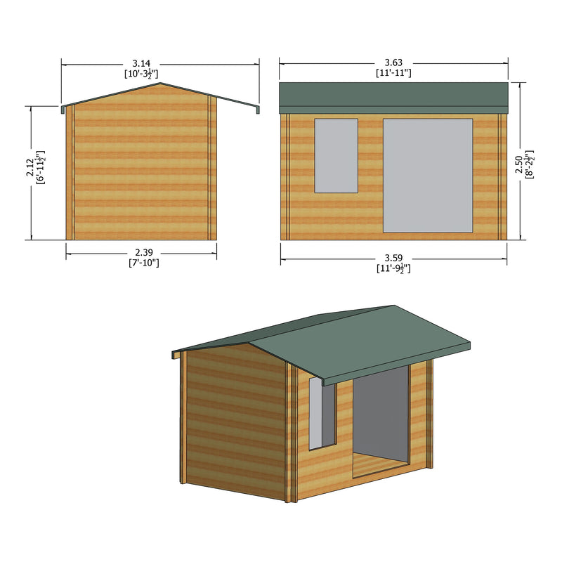 Shire Marlborough 28mm Log Cabin (8x12) MARL0812L28-1AA - Outside Store