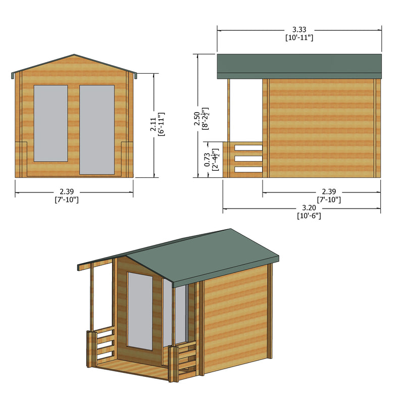 Shire Maulden 19mm Log Cabin With Veranda (8x8) MAUV0808L19-1AA 5060437984460 - Outside Store