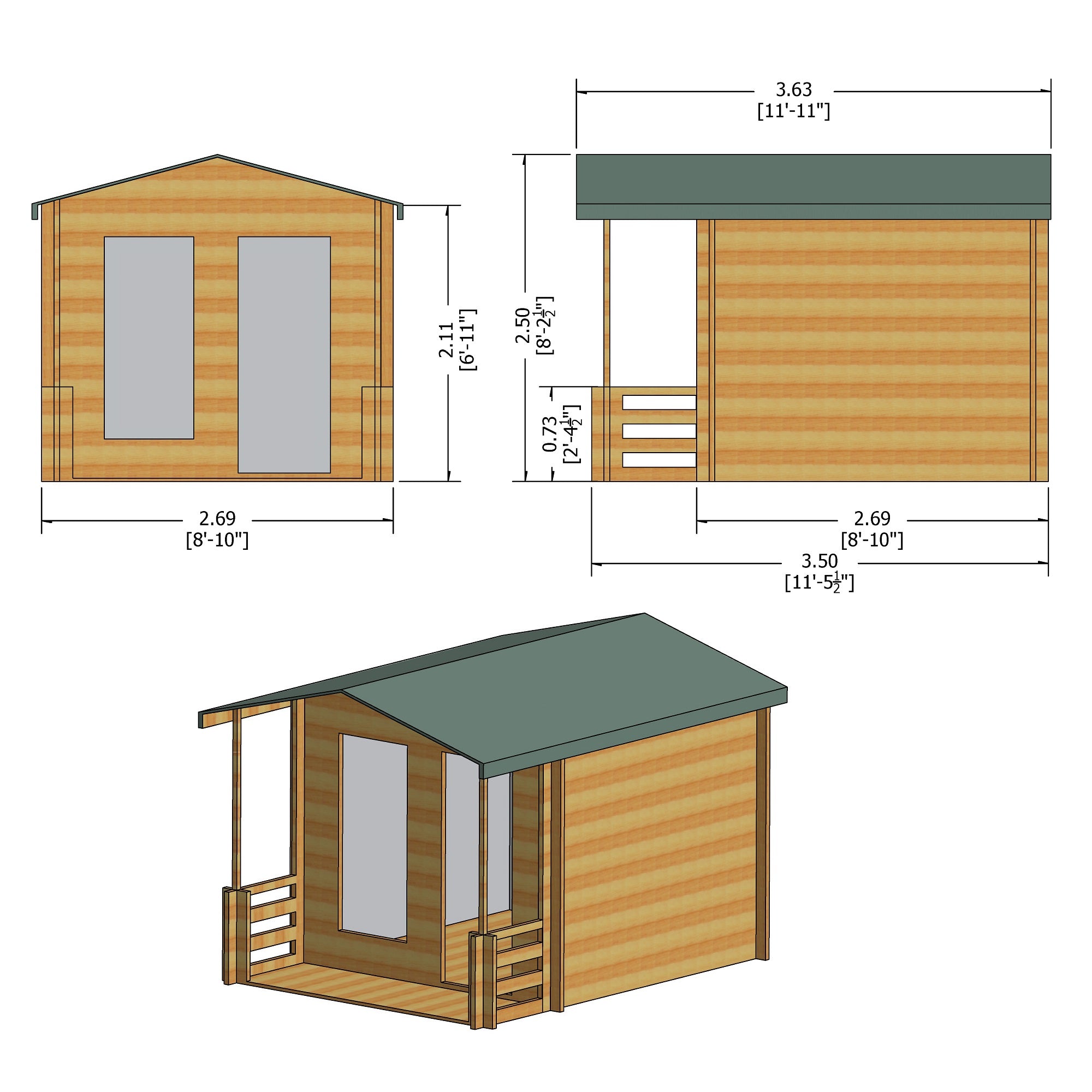 Shire Maulden 19mm Log Cabin With Veranda (9x9) MAUV0909L19-1AA 5060437984477 - Outside Store