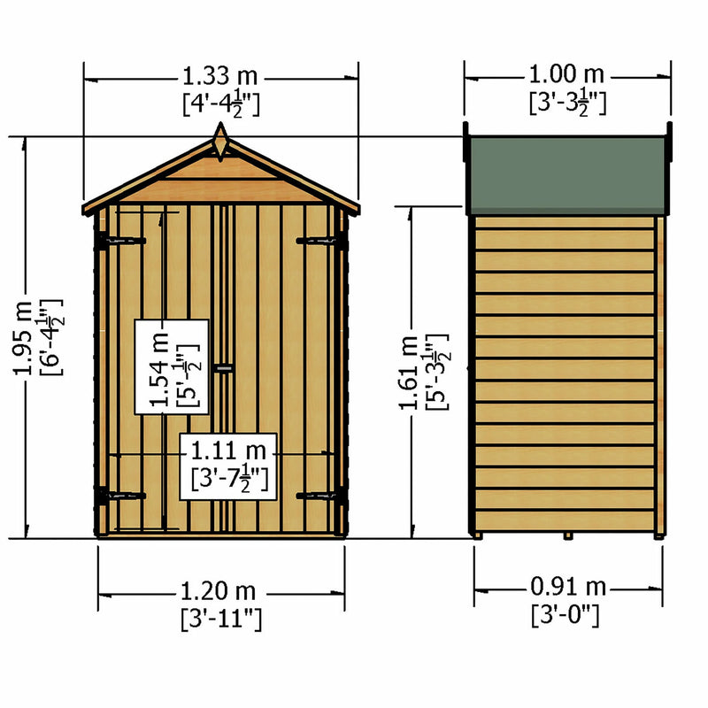 Shire Dip Treated Overlap Shed Double Door (4x3) With Shelves OVEV0403DOL-1AA 5060490130132 - Outside Store