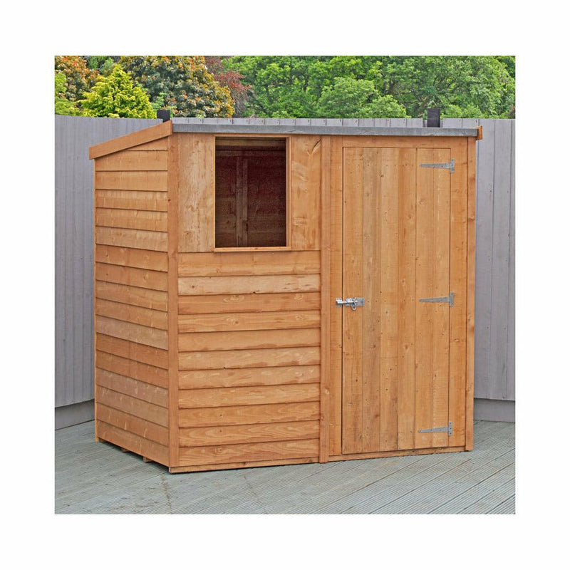 Shire Dip Treated Overlap Pent Shed Single Door (6x4) OVEP0604DOL-1AA 5060490134505 - Outside Store