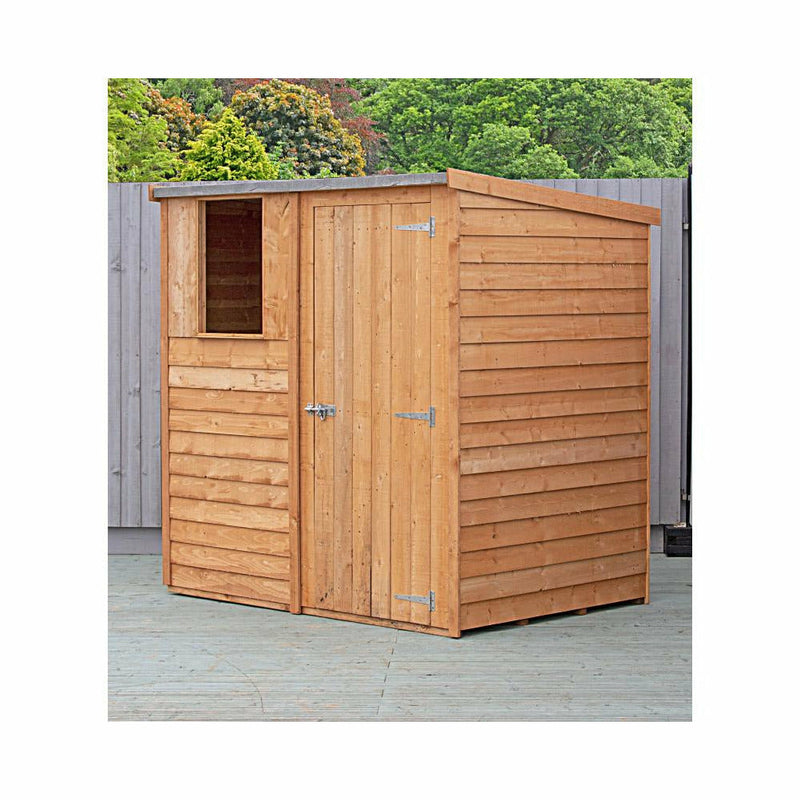 Shire Dip Treated Overlap Pent Shed Single Door (6x4) OVEP0604DOL-1AA 5060490134505 - Outside Store