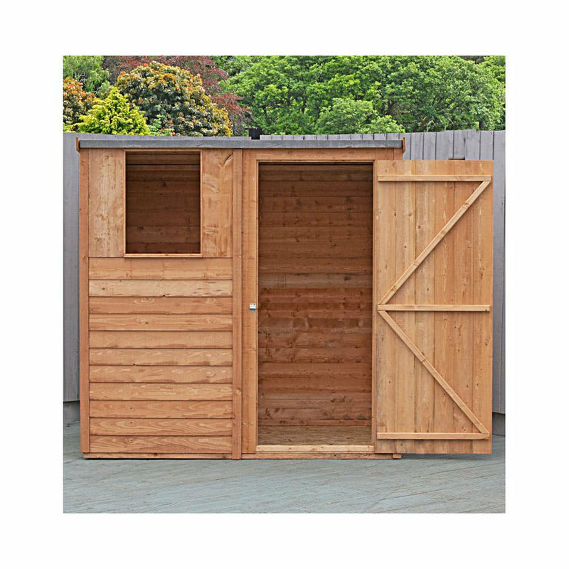 Shire Dip Treated Overlap Pent Shed Single Door (6x4) OVEP0604DOL-1AA 5060490134505 - Outside Store